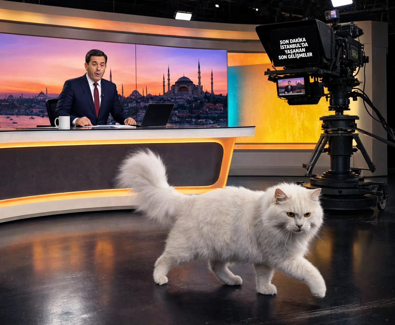 Ana haber bültenini bir kedi bastı: sunucu cümlenin ortasında kaldı